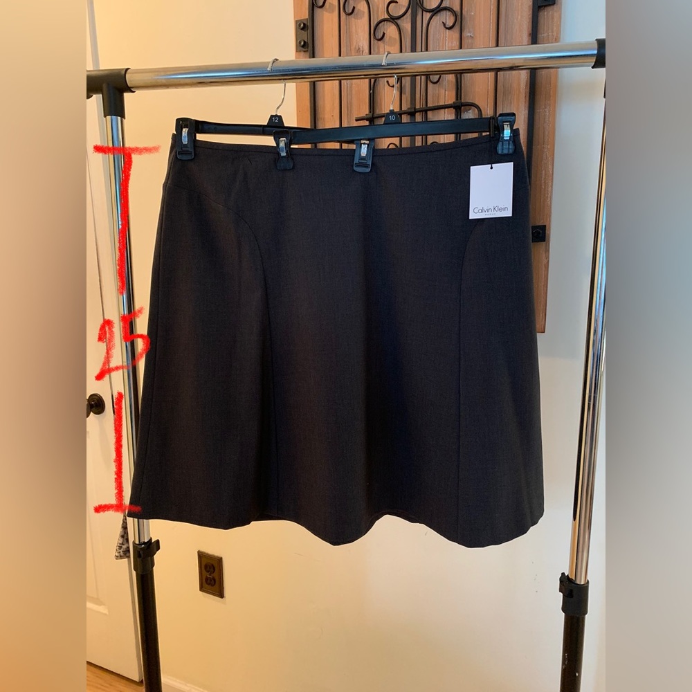 Calvin Klein Charcoal Business Skirt with Flared Bottom, Size 18W